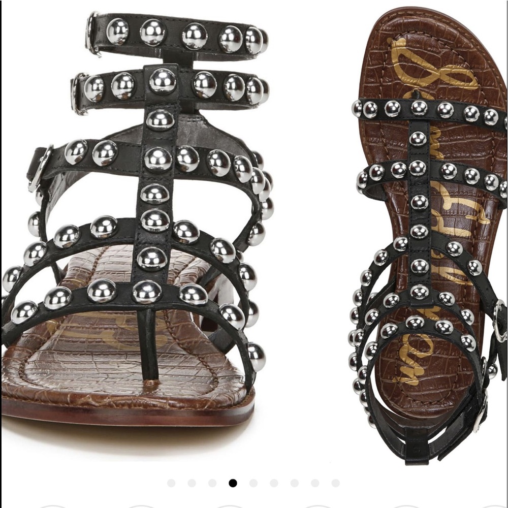 Sam Edelman Evan Studded Sandal in Black Leather